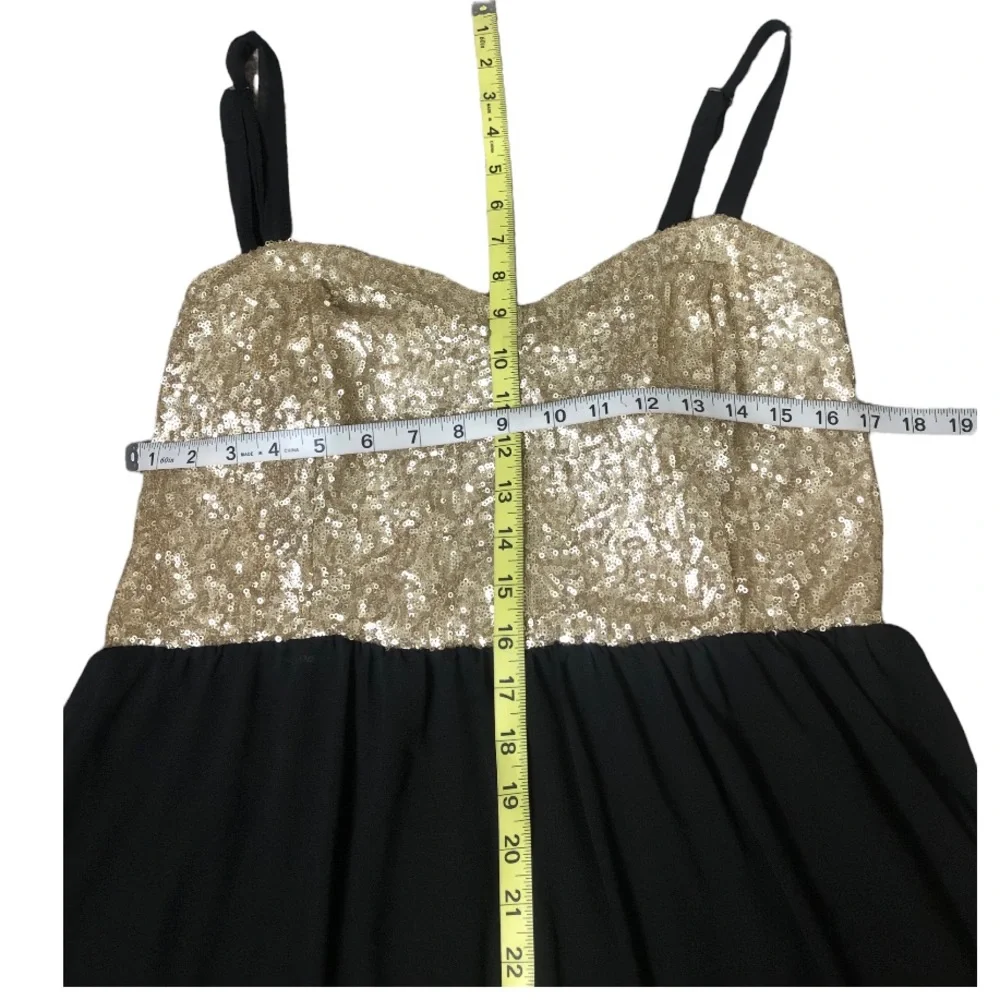 Torrid Sequin Chiffon Party Dress Babydoll Layered Gold Sleeveless Sz 14 - Picture 14 of 15
